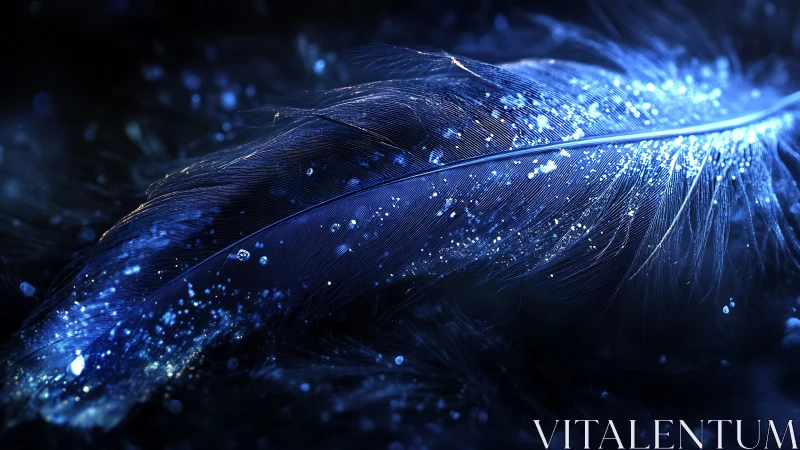 Macro study of luminous feather microstructure with refractive droplets