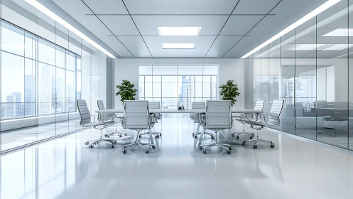 Modern Office Space Bathed in Sunlight.