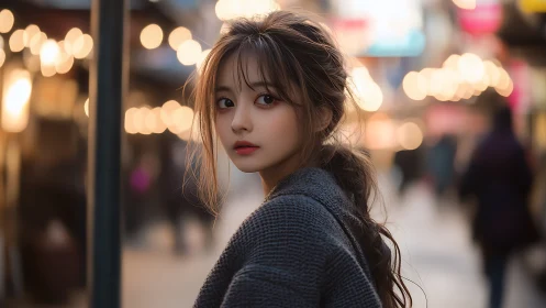 Soft city lights and a quiet moment of evening wonder.