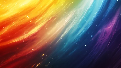 Spectral light streaks forming diagonal multicolor aurora field.