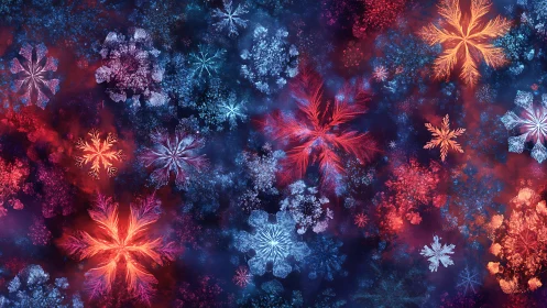 Nebula-kissed snowflakes ignite a cosmic winter bloom.
