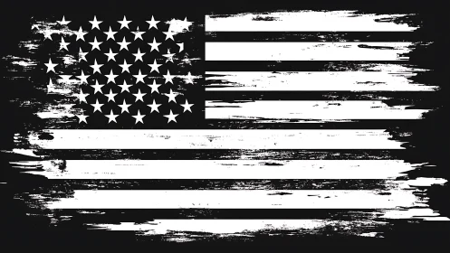 Distressed monochrome United States flag rendered in grunge style