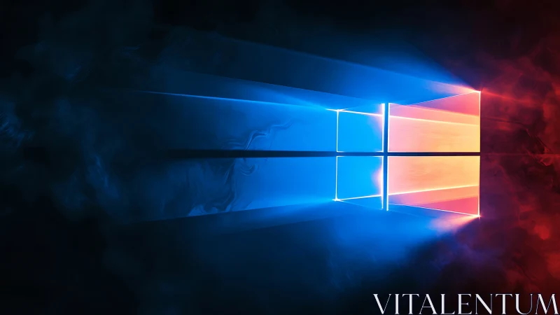 Windows portal carves twin neon corridors through digital mist