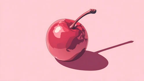 Cherry casts a long, playful shadow across candy-pink space