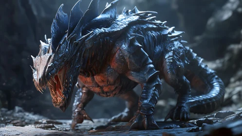 Cavern-forged drake lowers its crown of ice and embers