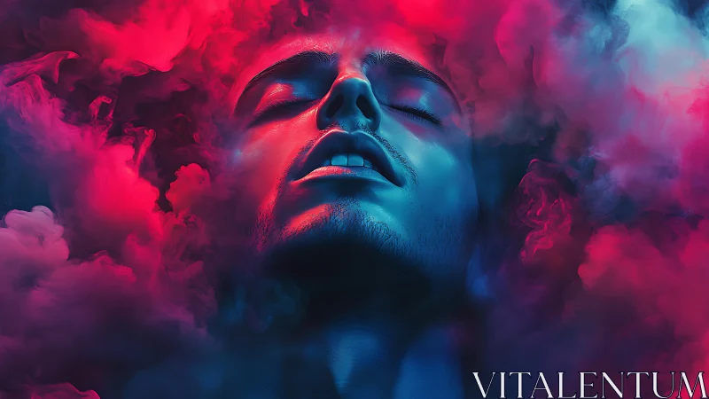 Neon dreamer ascends through electric clouds of desire.