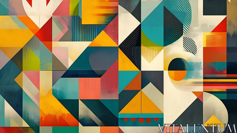 Geometric planes interlock in layered hard‑edge abstract color field
