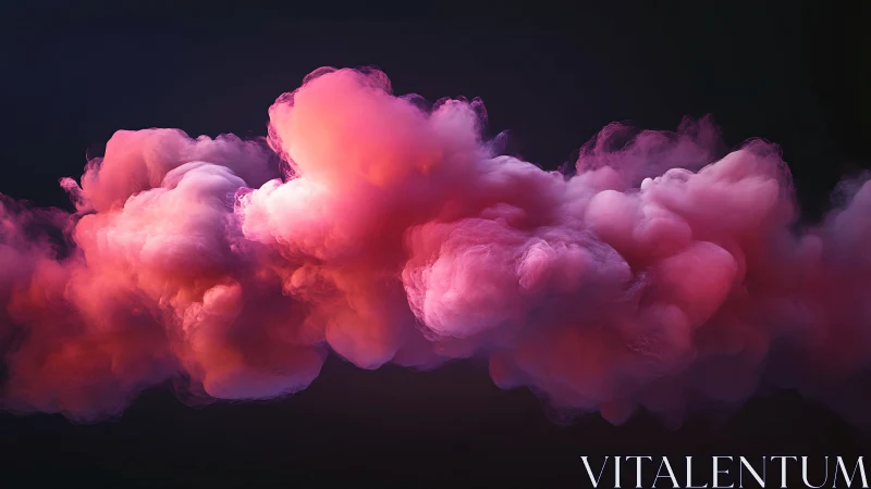 Vibrant pink nebula cloud hovers against deep black void