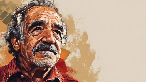 Elderly man portrait in stylized digital illustration profile.