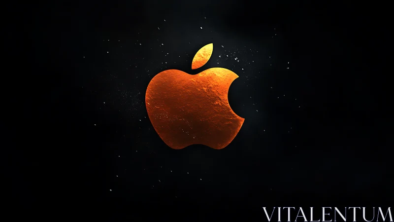 Luminescent Apple Logo with Incandescent Surface Texture and Particle Effects
