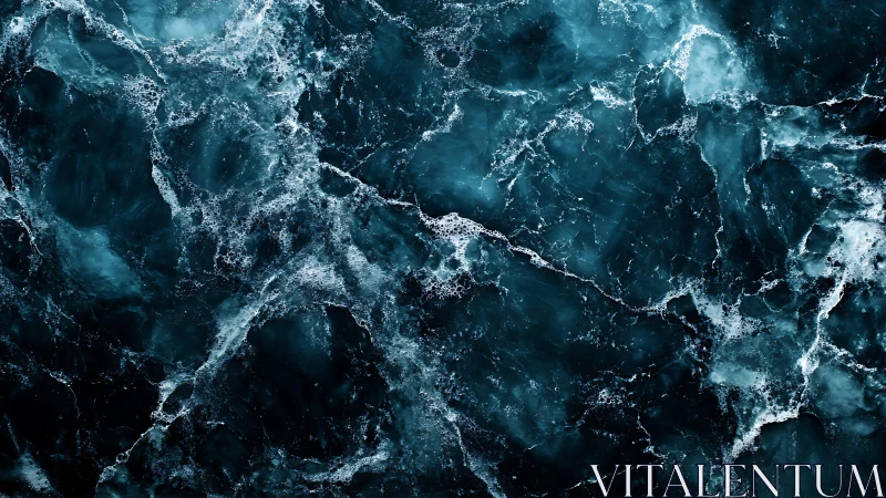 Abstract deep blue marble texture with white veining, modern look.