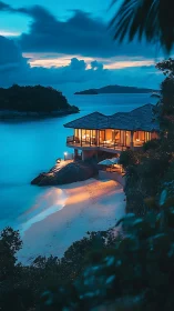 Oceanfront Pavilion at Twilight Glow.