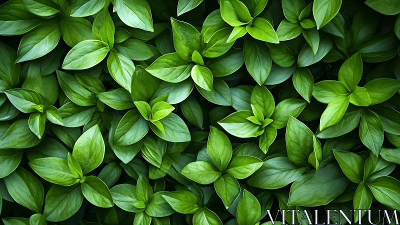 Lush green leaves form a soothing, vibrant natural pattern
