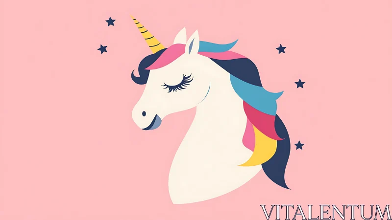 Softly dreaming unicorn drifts through a bubblegum dawn