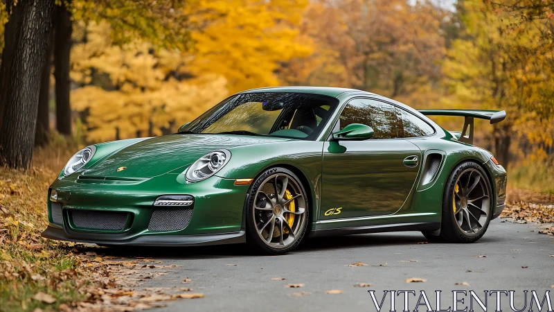 Emerald track hunter parked in a golden autumn hush.