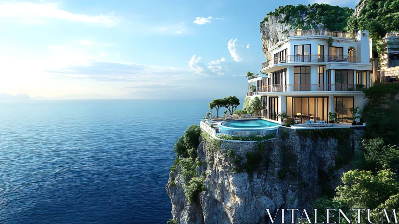 Modern cliffside residence overlooks expansive coastal seascape