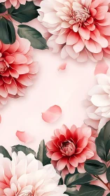 Layered Dahlias in Gradient Bloom: Pink and Ivory Florals.