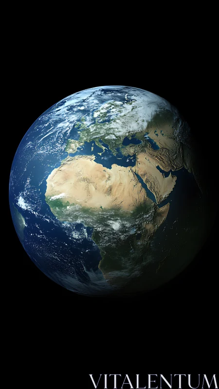 Rendered Earth sphere displays Africa, Europe and Middle East