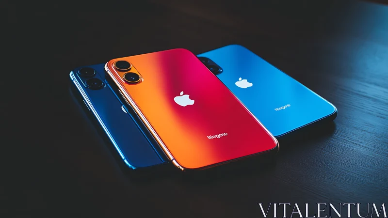 Multi-Color iPhone Display Array: Chromatic Gradient Technology Showcase.