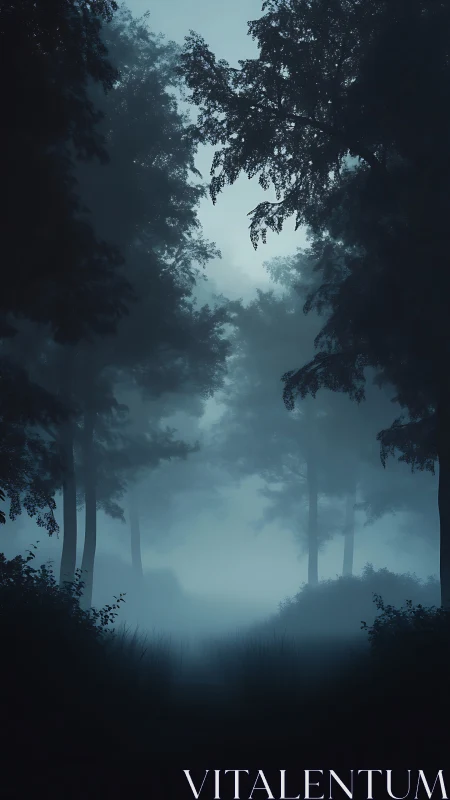Misty Forest Path Invites Peaceful Solitude