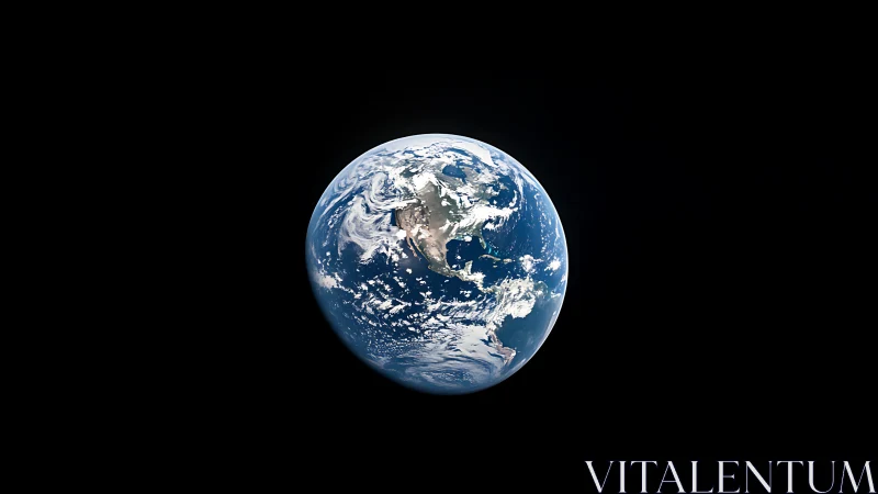 Planet Earth floats isolated in deep black space void