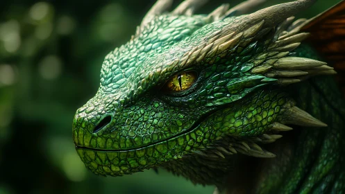 Hyperdetailed green dragon head with microscaled skin and specular highlights
