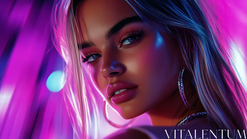 Neon-lit portrait welcomes you into a dreamy nightlife glow