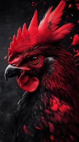 Scarlet Rooster's Explosive Majesty Against Midnight