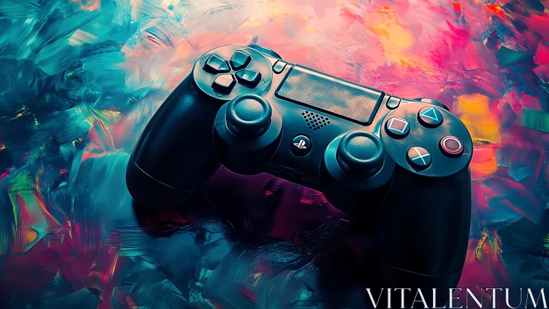 PlayStation 4 DualShock Controller Against Abstract Polychromatic Brushstroke Composition
