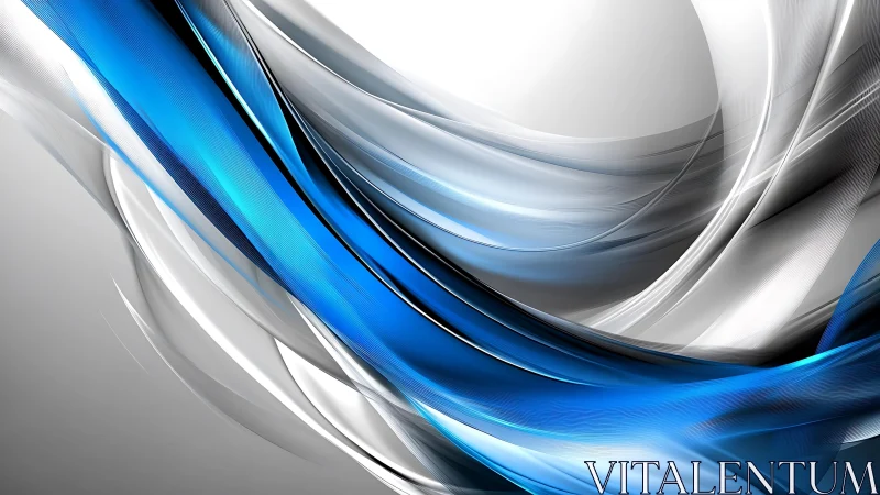 Dynamic blue and silver abstract waves in modern digital art.