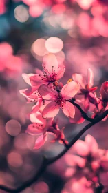Pink Blossoms in Soft Focus Light.