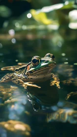 Shallow-depth capture isolates frog with precise specular highlights