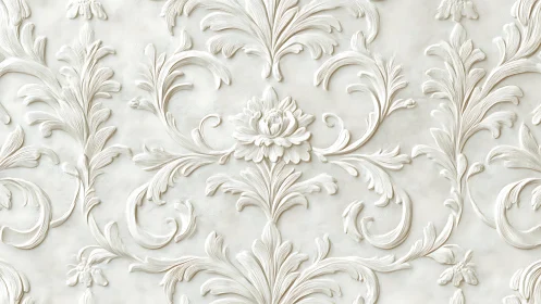 Baroque floral plaster relief with ornate scrolling leaves.