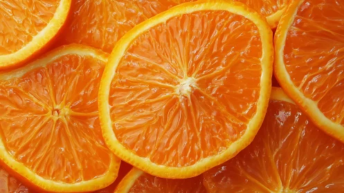 Vibrant orange slices arranged in glossy citrus layers.
