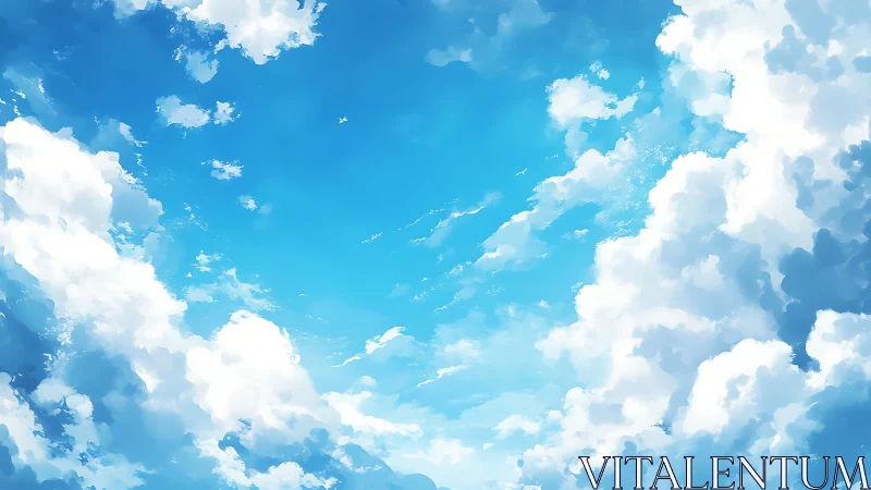 Soft summer sky with dreamy clouds and a distant plane.