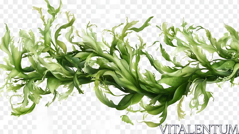 Green swirling foliage border forms dynamic horizontal band