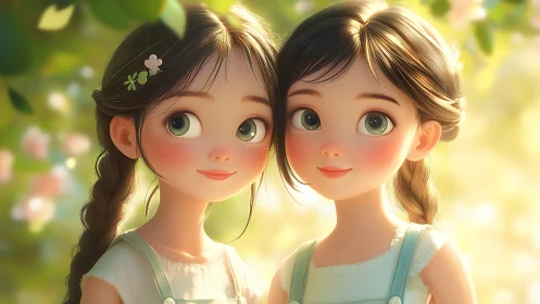 Two Sisters Shining Bright in Morning Sunlight.