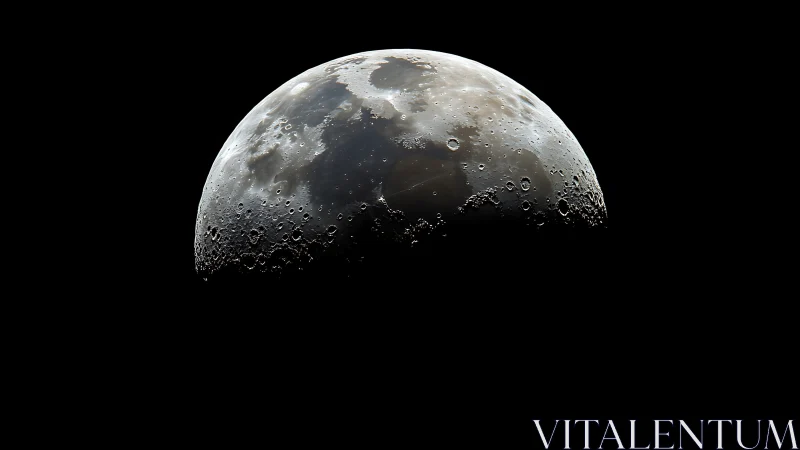 Crisp lunar crescent reveals cratered surface in deep black