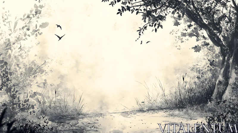 Misty Riverside: A Serene Journey Through Nature's Quiet Landscape