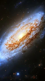 Spiral galaxy core glows amid dust lanes and star fields