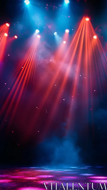 Colorful stage lights bathing a dreamy smoky dance floor.
