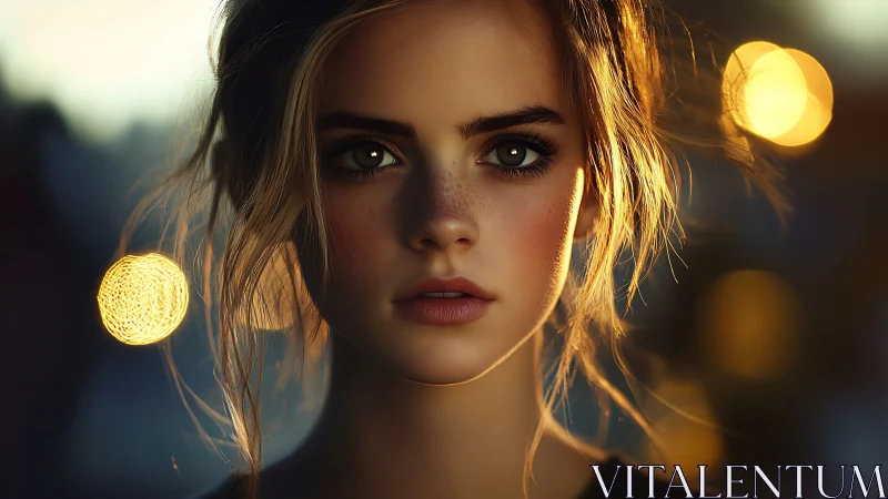 Photorealistic bokeh portrait with cinematic rim lighting.