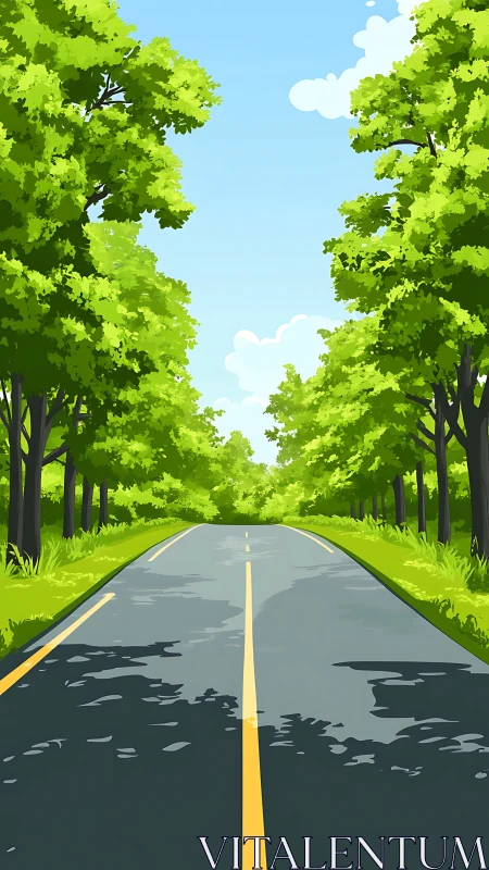 Open Road Through Summer Green.