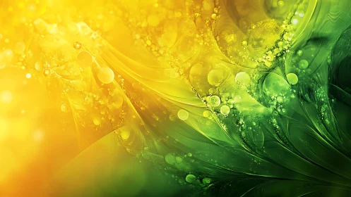 Luminous yellow green fractal waves form glowing organic flow