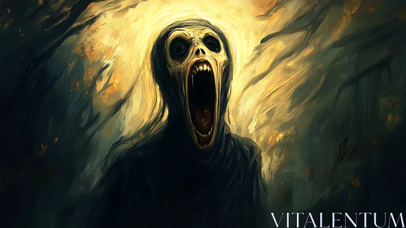 Expressionist digital painting of a screaming spectral figure.