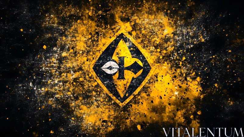 Electric yellow emblem bursting through cosmic splatter.