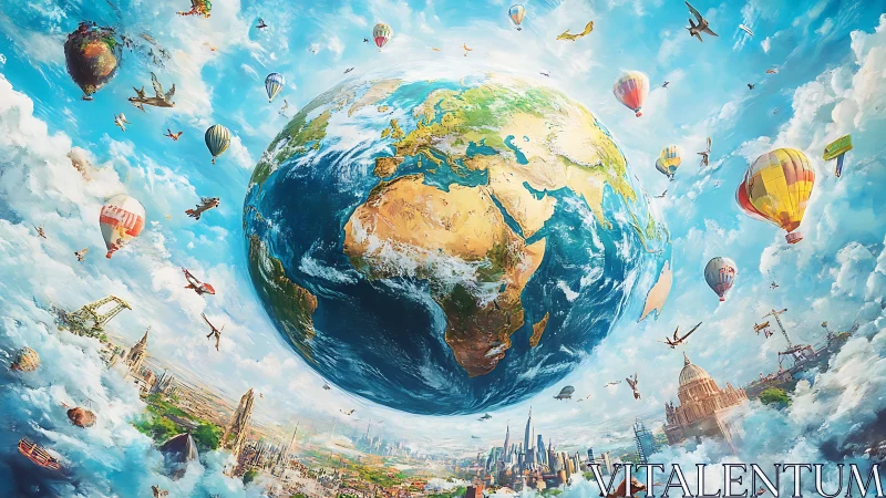 Orbital perspective of Earth amid dense aerial tourism traffic