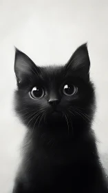 Black Cat Portrait with Luminous Green Eyes.
