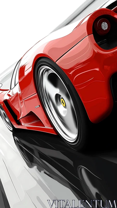 Red supercar rear close-up emphasizes motion and polish