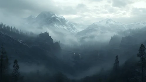 Mist-draped mountain giants whisper over hidden falls